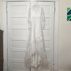 Vintage Appliqué Wedding Dress and Veil